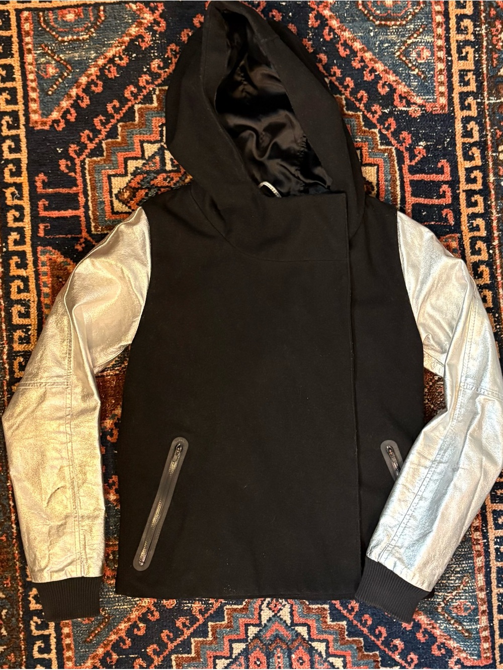 Nike Destroyer Butterfly Leather Sleeve Hooded Jacket Size XS